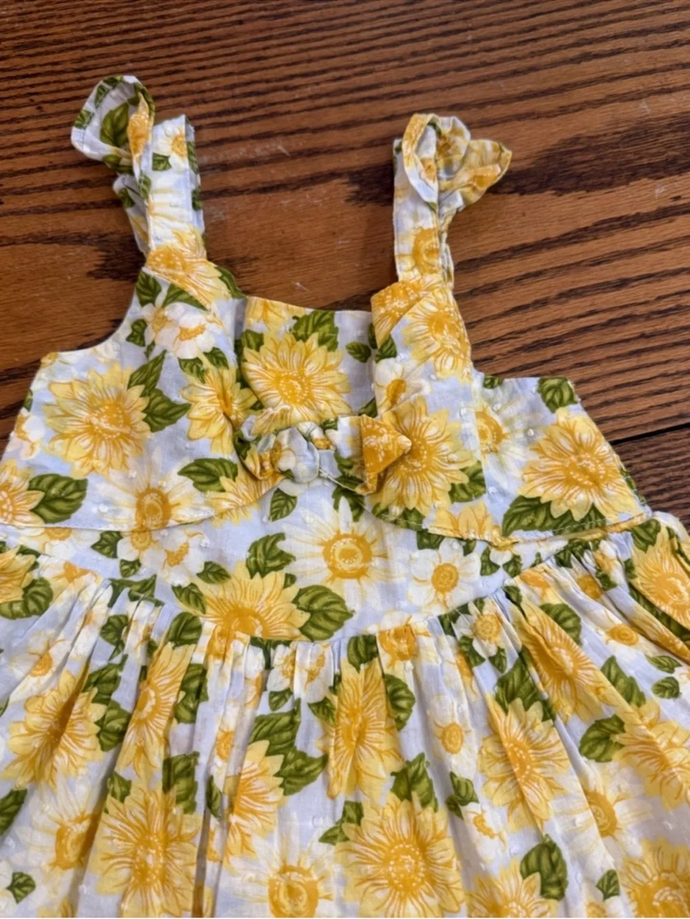 Tahari Sunflower Smocked Tiered Ruffle Dress Size 4T Lace Trim Cottagecore